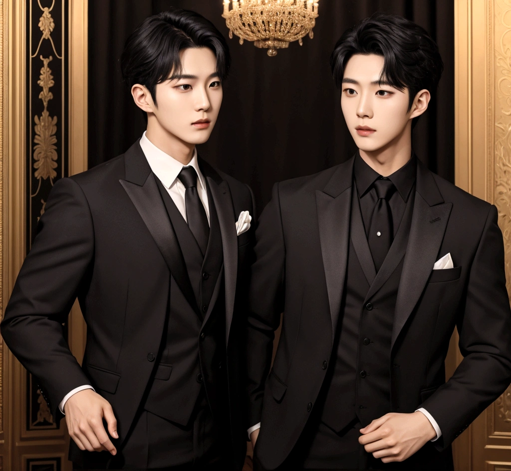 Korean handsome wearing black suit