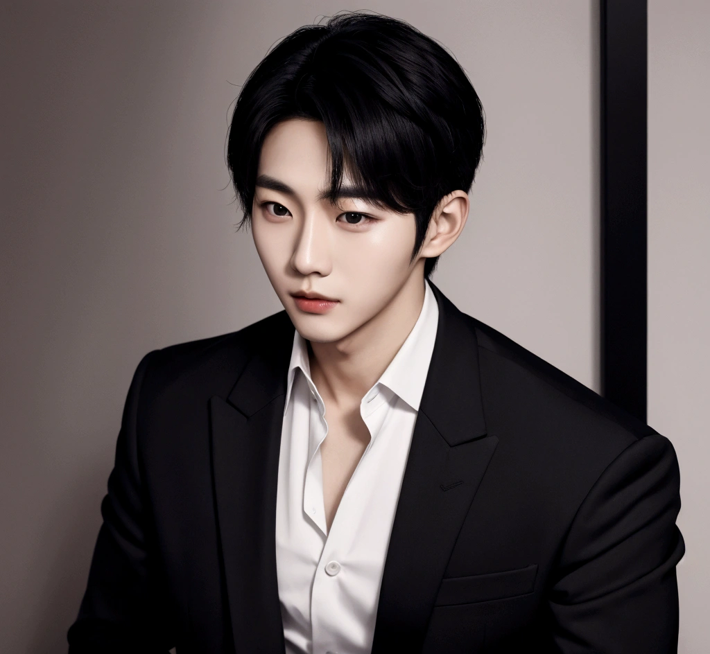 Korean handsome wearing black suit