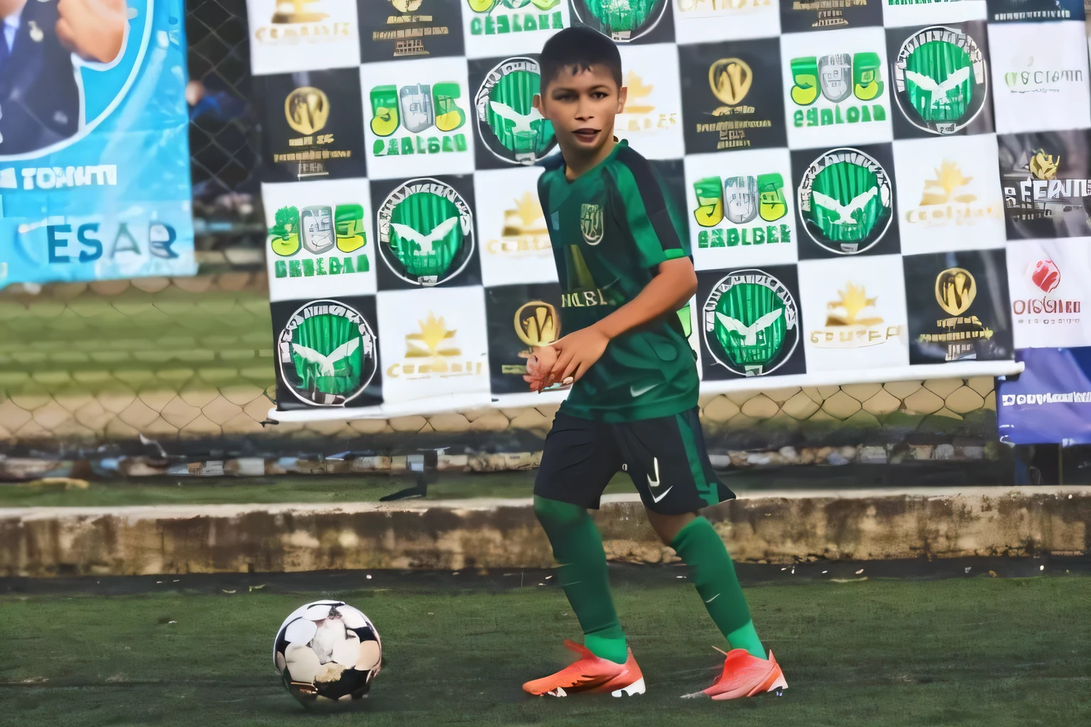 Football stadium, with champion cup 