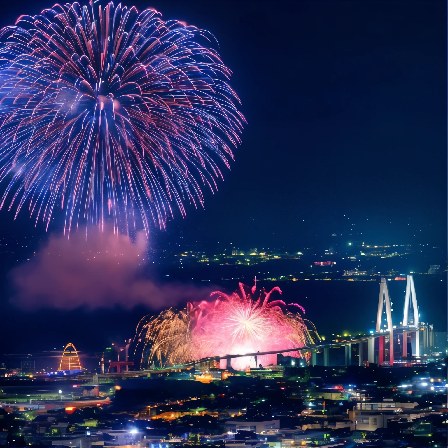 firework、Night Sky、Sparkling bright、colorful