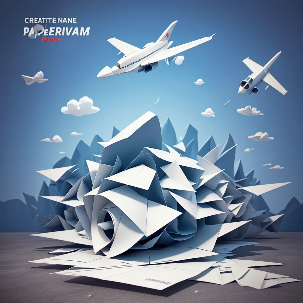 Create a CD cover, With the theme "paper airplane". High definition.