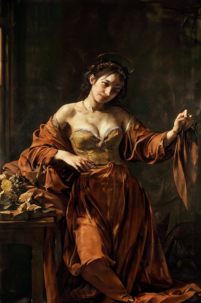 (Bra is visible:1.1), Full body image, Highest quality,masterpiece,masterpiece portrait,Intricate details,Magnificent Light,Fantasy,Dungeons & dragon,Retro,priest,Dark Elf,One girl,Wooden table,Shoulder strap,Black Skin,Elegant smile,squint,Close-up portrait of a Mycenaean Drow woman wearing gold jewelry, Spider:0.9, web:1.0, Fantasy, Volumetric lighting, コンセプトart, Brush Stroke Style, artステーション, trend, Very detailed, art：Greg Rutkowski
