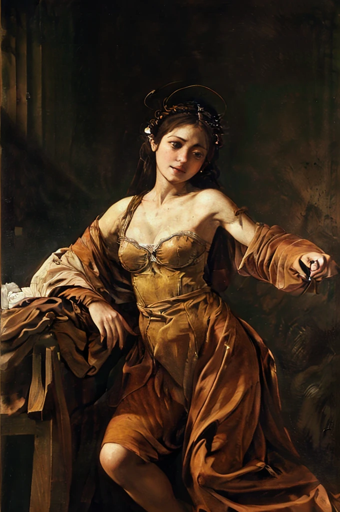 (Bra is visible:1.1), Full body image, Highest quality,masterpiece,masterpiece portrait,Intricate details,Magnificent Light,Fantasy,Dungeons & dragon,Retro,priest,Dark Elf,One girl,Wooden table,Shoulder strap,Black Skin,Elegant smile,squint,Close-up portrait of a Mycenaean Drow woman wearing gold jewelry, Spider:0.9, web:1.0, Fantasy, Volumetric lighting, コンセプトart, Brush Stroke Style, artステーション, trend, Very detailed, art:Greg Rutkowski