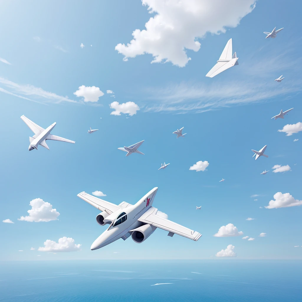 Create a CD cover, With the theme "paper airplane". High definition, horizont, paper airplane. 