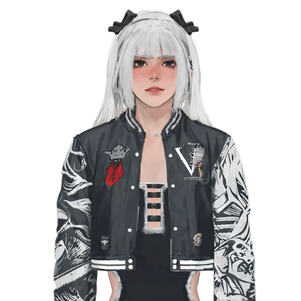 (masterpiece:1.2, best quality), (1girl, solo, upper body:1.2),smile face,Hair: buzz cut,Clothing: oversized, distressed denim jacket with patches and pins, paired with black skinny jeans and combat boots, Hanging out in an underground music venue or street art exhibit