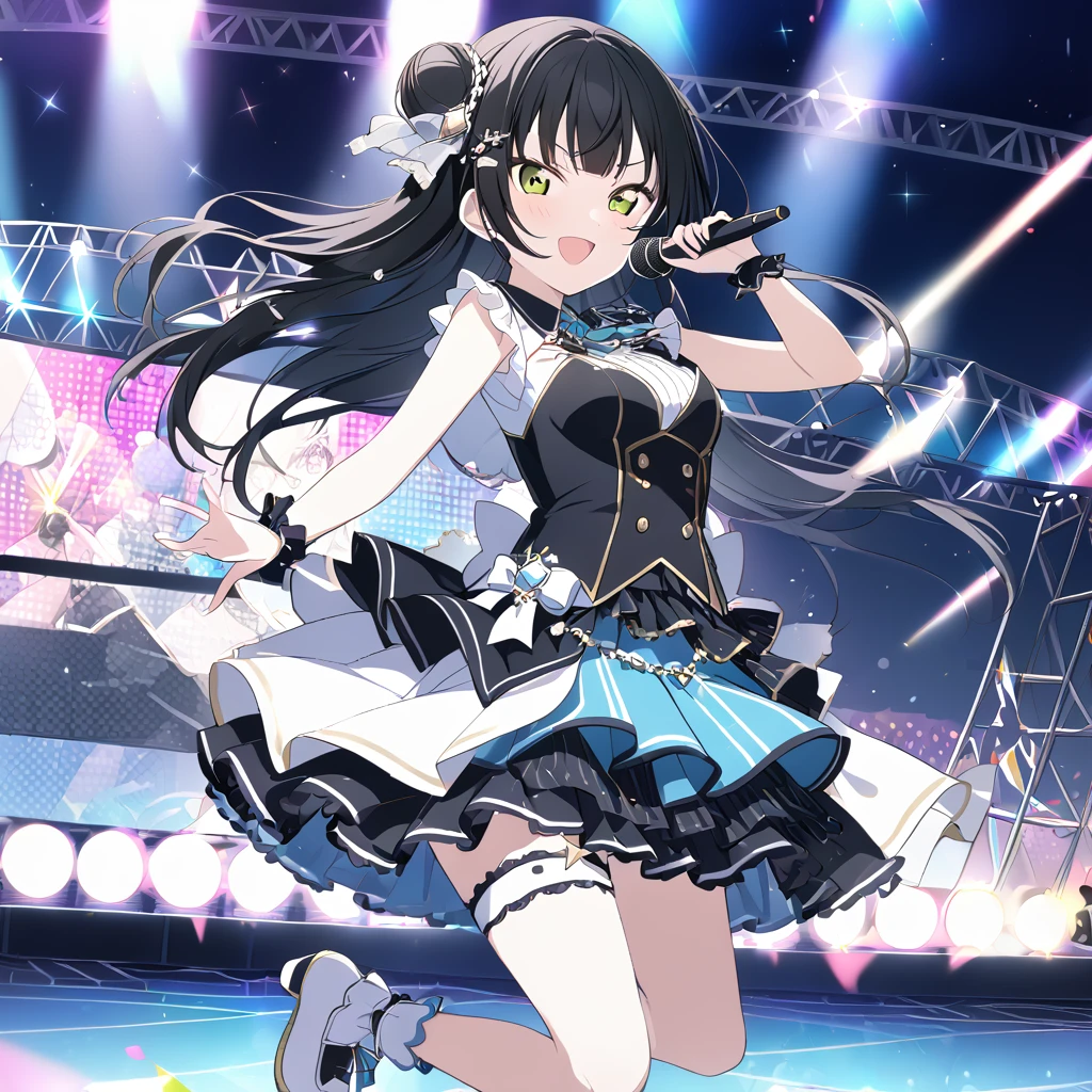 Yoshiko Tsushima Live Stage Black Hair semi-long Bun Head microphone A shining stage