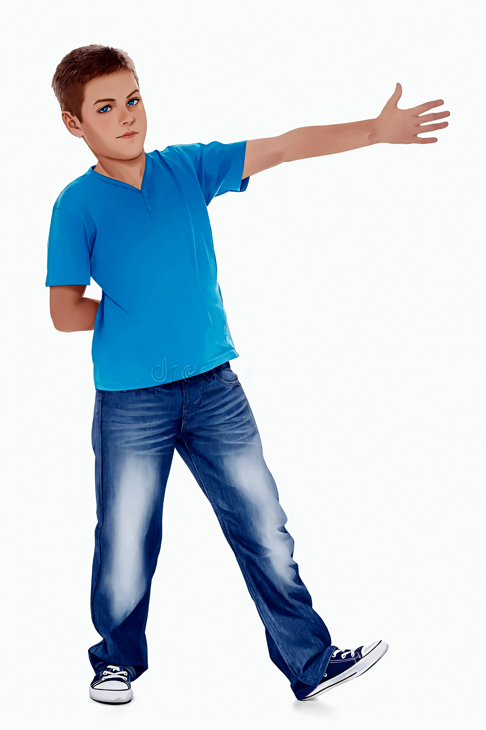 boy in blue pants and shirt