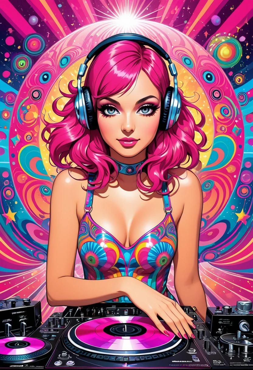 DJ Pink Disco, masterpiece, Beautiful psychedelic entropy PsyAI