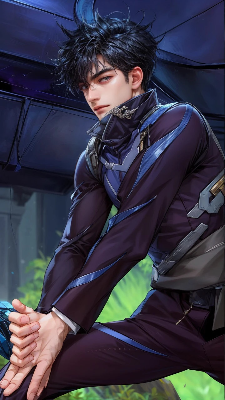 masterpiece, best quality, half body shot of a boy, young handsome boy, character from Marvel, intricate face details, face focus, handsome face, detailed scenery bg