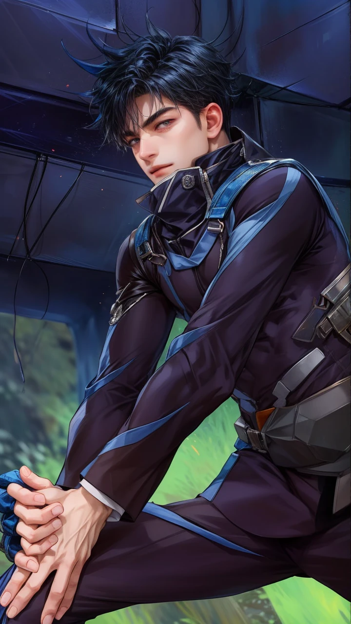 masterpiece, best quality, half body shot of a boy, young handsome boy, character from Marvel, intricate face details, face focus, handsome face, detailed scenery bg