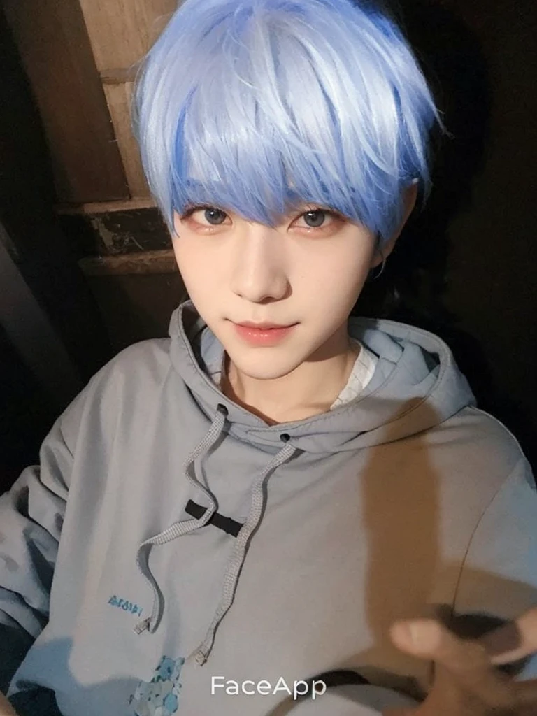 Sakuya nct wish, cute boy, blue hair