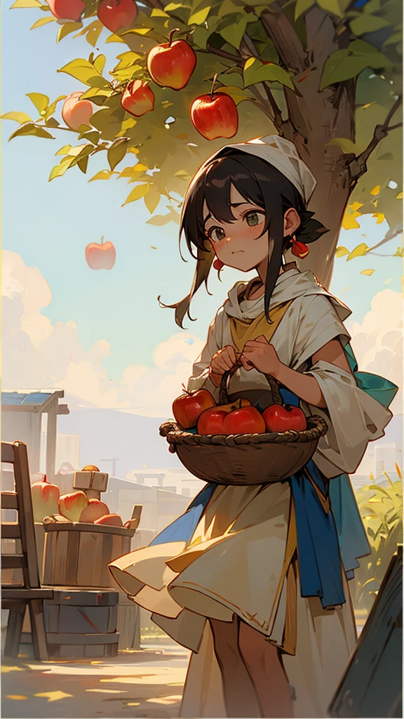 One day Rama Boywas hungry and took a piece of apple from the merchant's basket without the farmer's knowledge 