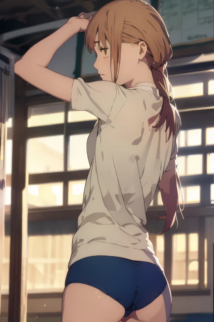 (Highest quality、In 8K、32k、masterpiece、Hmph、Ultra-high resolution、Impressionism、Photorealistic:1.2)、Cowboy Shot、Sharp focus、Detailed face and eyes、Schoolyard、playground、sunset、Beautiful Face、Blurred Background、Sharp pupils、Realistic students、Schoolyard、Beautiful Face、Blurred Background、18 year old beautiful girl、Glowing Skin、short hair、Beautiful platinum blonde hair、Red eyes、(School gym bloomers、Long Jump、Back Jump、Sandbox:1.3)、Thighs Thighs Thighs Thighs、curve、Dynamic action poses、Umbilical cord prolapse、Wet skin、Wet your hair、Powerful composition