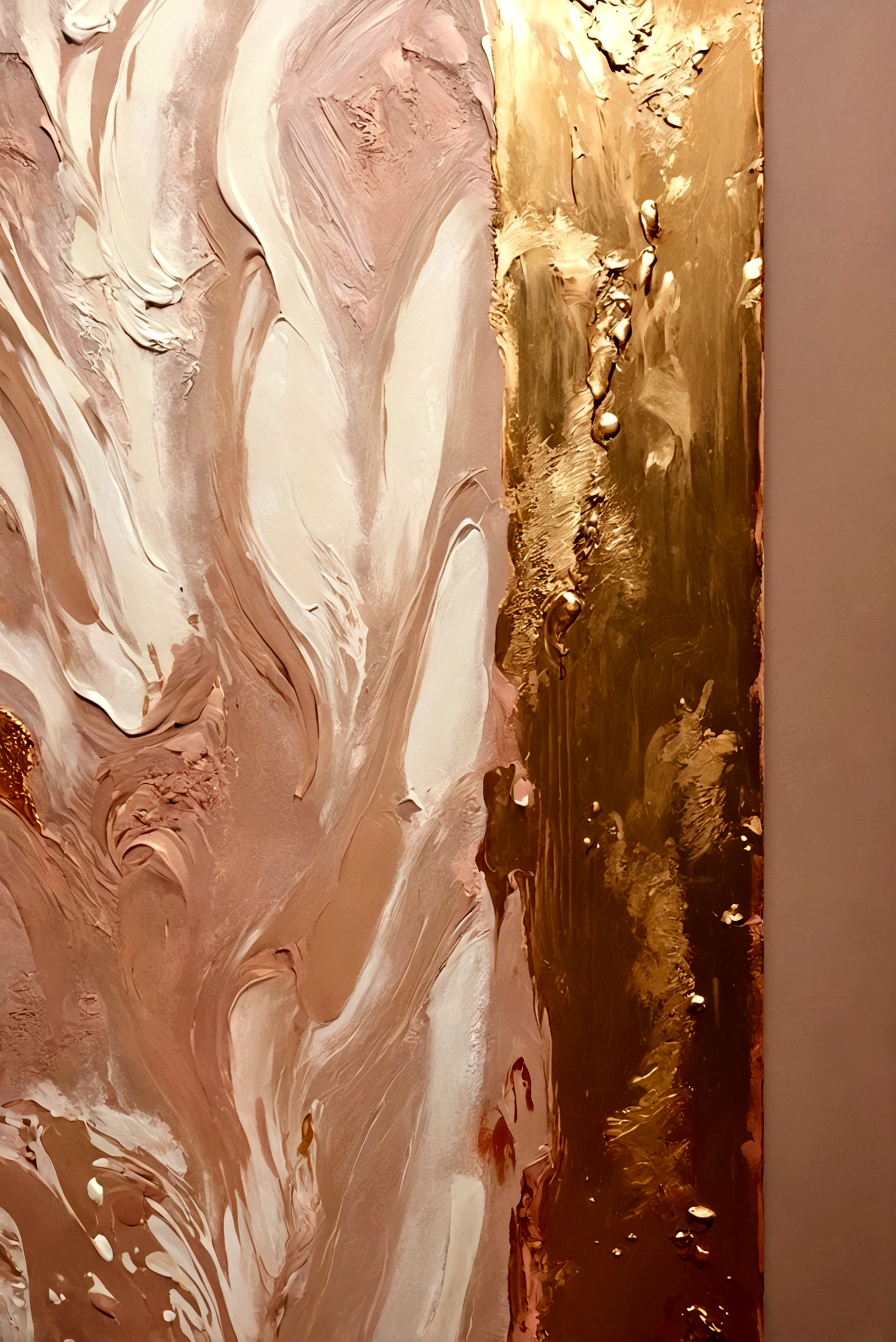 Gold plating，Rose gold，vanilla，cream，Thick Texture Paint, whiskey，Abstract Art，emotion，emotion