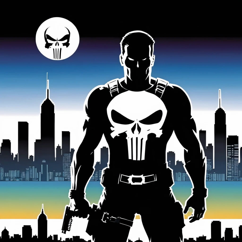 punisher comic city skyline sihouette