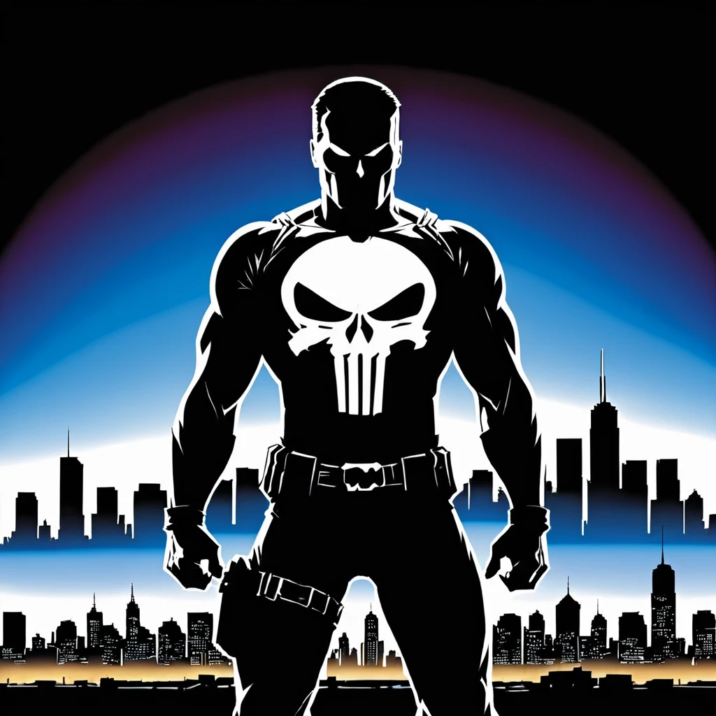 punisher comic city skyline sihouette