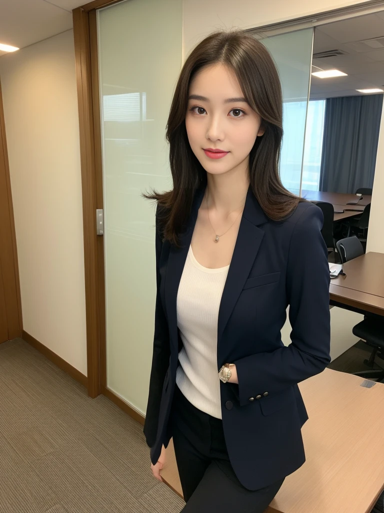 Tall and slender beauty、Beauty in a suit、huge 、Undershirt、Cool Beauty、career woman、Japan Beauty Odeldo、Tic,Office Room,Windows
