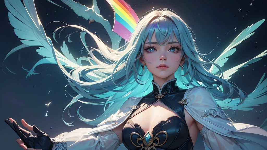 (((masterpiece))), (((Highest quality))), ((Super detailed)),(Highly detailed CG illustrations), ((Very delicate and beautiful)),Cinematic Light, 現在流行しているGenreの巨匠のスタイルを模倣した、Create stunning fantasy artwork。. In the works of art、It should contain elements of both mythical and fairytale fantasy with dreamy rainbow accents。. ((Use the rainbow as your main color.)) The characters in this work are、神秘とGives off an aura of magic繊細でありながら力強い人物であり、 (美しいTranslucent rainbowの羽). Pay close attention to complex facial features, Create captivating eyes with vibrant colors and bold shadows. Character clothing should be designed with thin feathers, silk, Beautiful embroidery, Subtle iridescent details. insert (((Translucent rainbow))), Dreamy colors, Dynamic Lighting, Detailed background elements that create awe and immersion. Gives off an aura of magic、Colorful magical birds and jewel-like rainbow butterflies々Draw. Considering the latest trends in fantasy art, Unique lighting effects, Exploring dynamic and engaging compositional techniques, Try out unique color palettes. Get inspired by top artists from ArtStation and Midjourney. camera: Highlight the beauty of the characters、Choose an angle that enhances the magical majesty of your artwork。. Lighting: Utilize atmospheric lighting techniques to create depth and atmosphere. solve: Exquisite detailと鮮明さを表現するために高解像度のアートワークを目指します. Art inspiration: Get inspired by popular artists with ArtStation, Explore different styles, Genre, theme,(8K, RAW Photos, Highest quality),Realistic,facade,Exquisite detail,Very detailed eyes and eyelashes,Portraiture,close,, デジタル一眼レフcamera, Highest quality, Fujifilm Real, Crisp details, Surreal, Beautiful Wallpapers, 8K, Highest quality, masterpiece, Very detailed, PC Graphics, Unity,