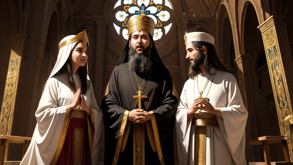 "Description: Illustrate the transformative process of theosis in Eastern Orthodox theology. Show a progression of individuals ascending towards divine light and radiance, symbolizing their journey towards union with God and participation in His divine nature.
Details: Use dynamic compositions and glowing light effects to convey the sense of spiritual ascent and transformation. Include symbolic elements such as halos, wings, and rays of light emanating from a central divine presence. Depict individuals from different cultural backgrounds and ages, each embodying the Orthodox belief in the ongoing transformation and growth towards divine perfection. This visual should capture the essence of theosis as a continuous journey of spiritual elevation and communion with God."