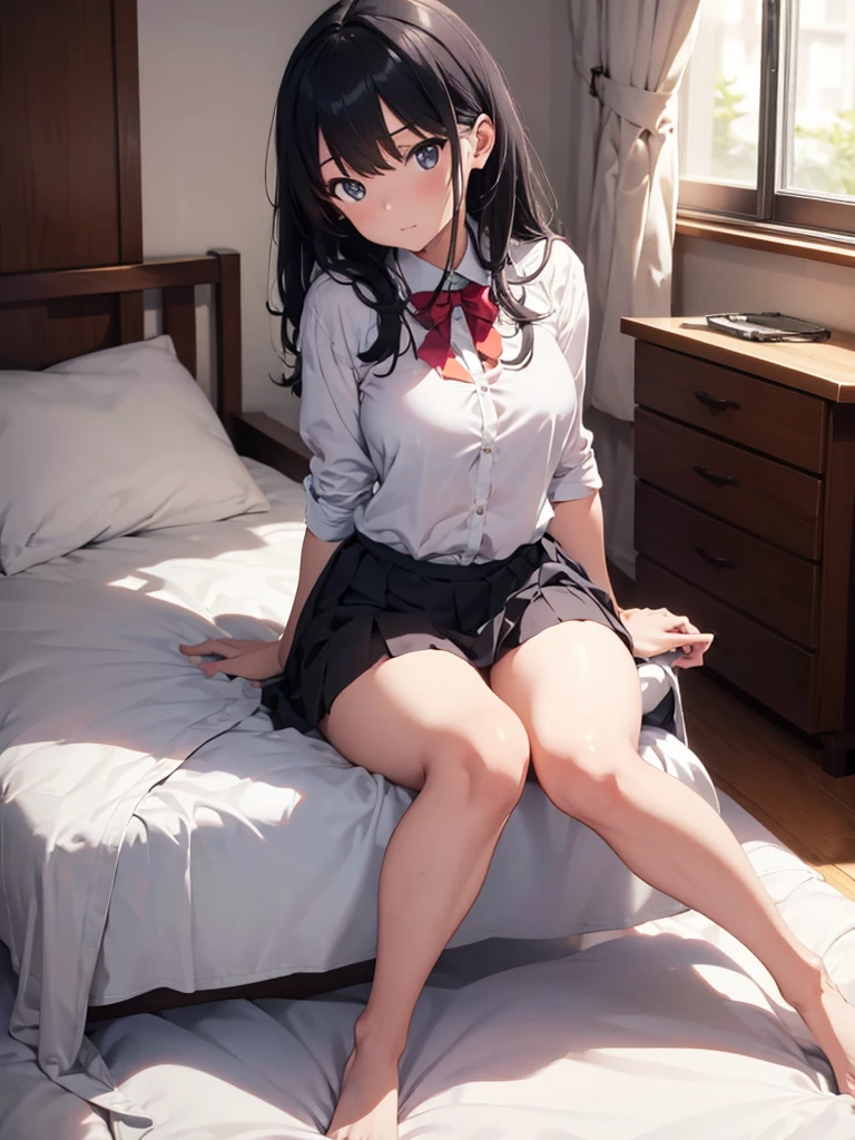 Rikka, A-line skirt,sexy girl,bed room ,on the bed,Beautiful slender legs,Big breasts,porn,bikini