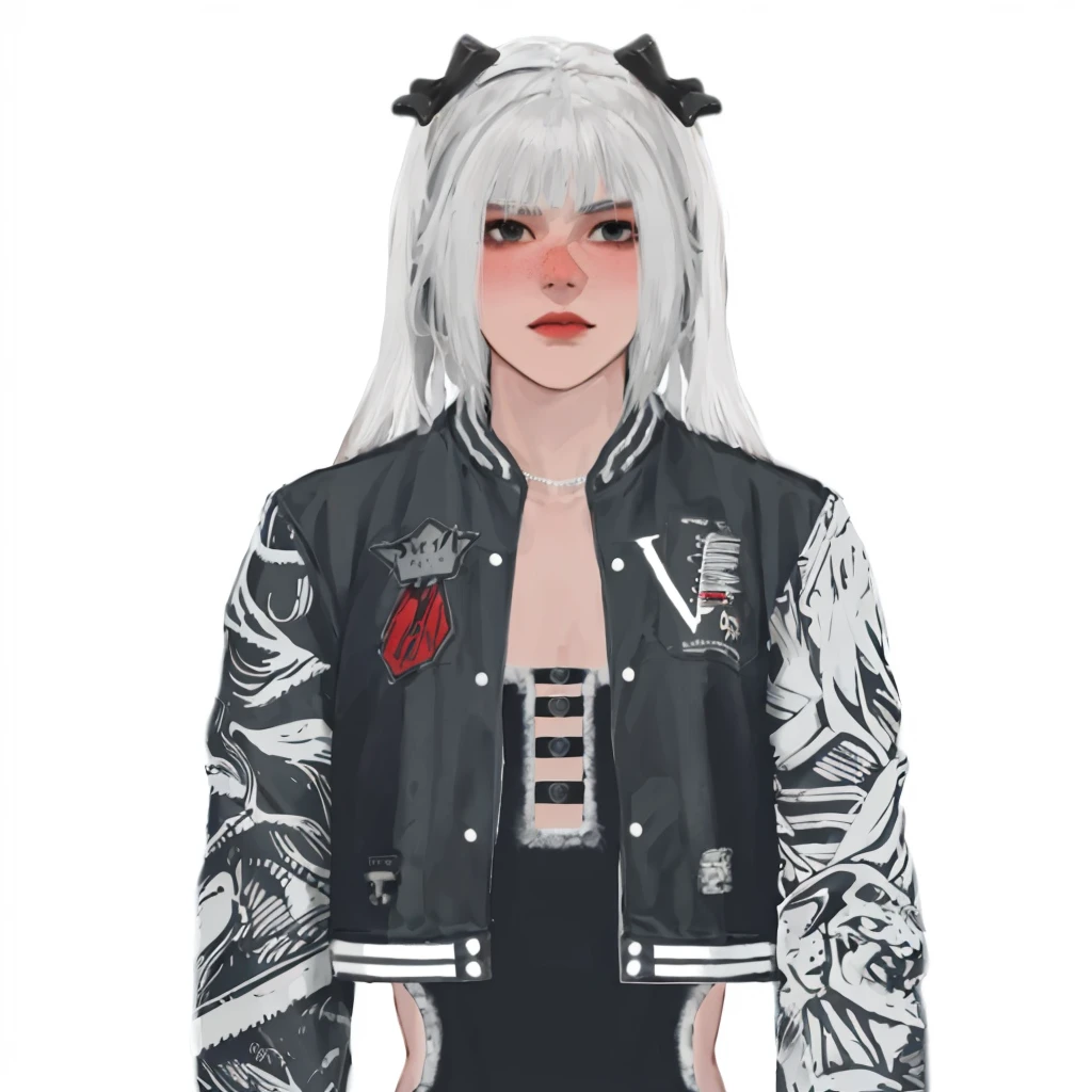 (masterpiece:1.2, best quality), (1girl, solo, upper body:1.2),flat face,Hair: buzz cut,Clothing: oversized, distressed denim jacket with patches and pins, paired with black skinny jeans and combat boots, Hanging out in an underground music venue or street art exhibit