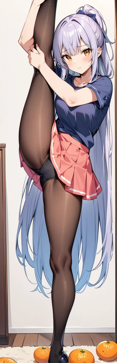 (masterpiece, Highest quality:1.2), One girl, alone,Are standing_Split,
Yuki mandarin orange, Long Hair,black无袖短背心,Pink Skirt,black