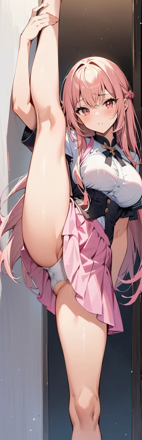 (masterpiece, Highest quality:1.2), One girl, alone,Are standing_Split,
Yuki mandarin orange, Long Hair,black无袖短背心,Pink Skirt,black