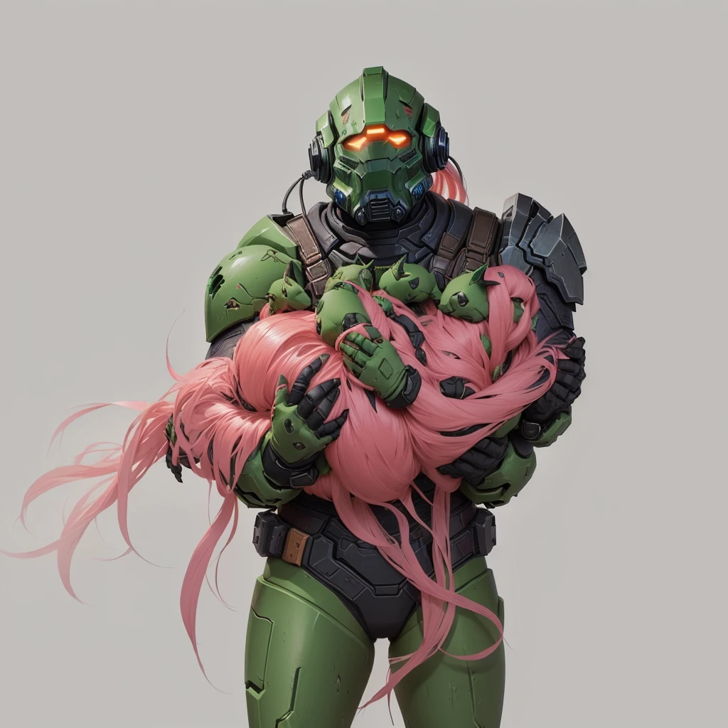 doom slayer holds succubos on hands