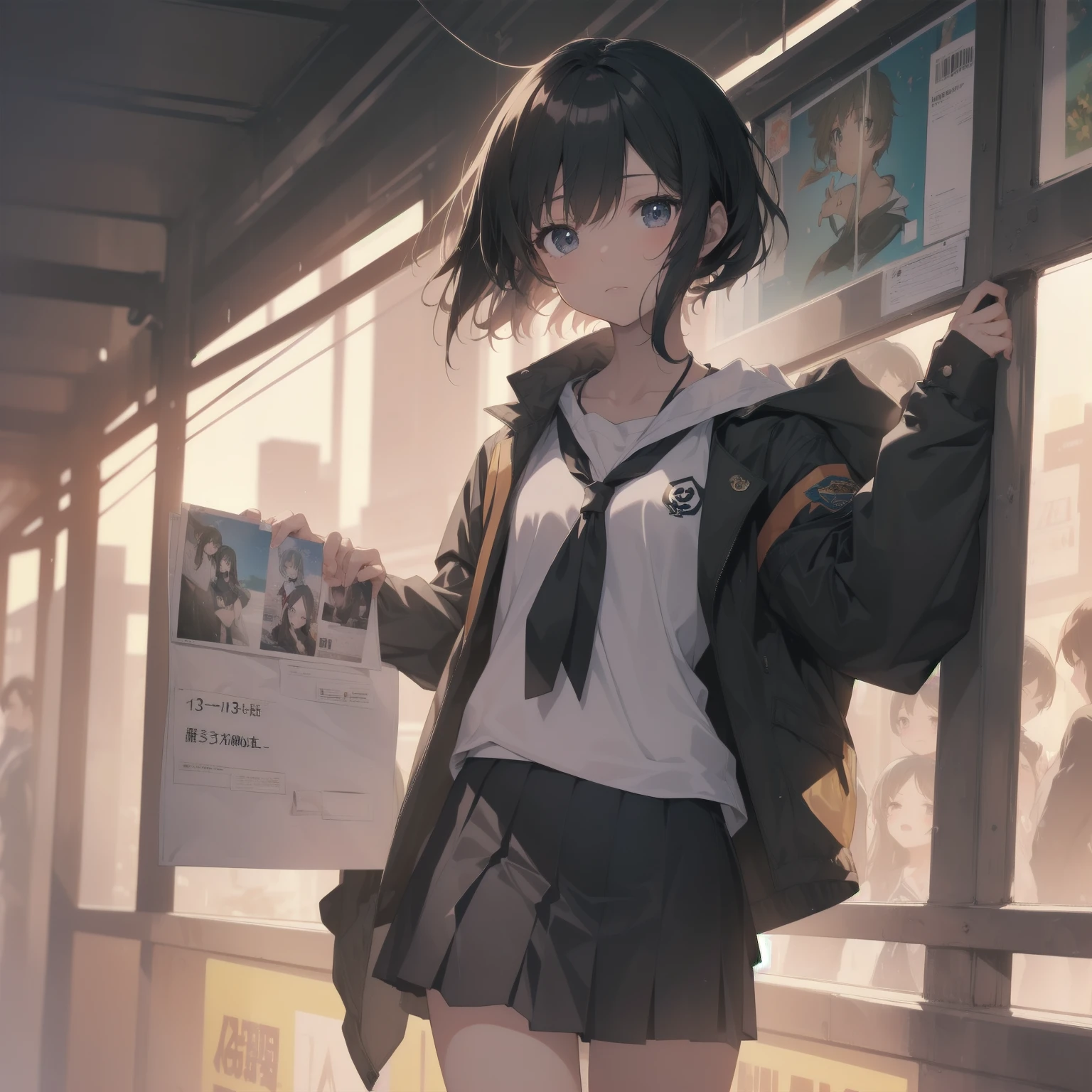 ultra-absurdres-Top quality by artist God, ultra-detailed, high resolution, anime moe artstyle, best anime 8k konachan wallpaper, pixiv contest winner, pool:2810, perfect anatomy,break, 1girl, (Please draw a girl walking sleepily to school alone. )break,(Solo,little female, 13-year-old:1.3),Full limbs, complete fingers,a junior high school student, (very short hair), short cut, flat chest, , small butt, small black eyes, beautiful detailed eyes, well-proportioned iris and pupils, expressive eyes, highres detailed hair, soft expression, salor school_uniform, sailor collar, serahuku, bow, pleated skirt,(Detailed Lighting), (Detailed background), in the School commute route. break,super detailed skin, Best cinematic lighting powered by famous artist, 8k,beauty illustration,photoshop_(medium),very aesthetic,break,((artist:enkyo_yuuichirou )), artist:clamp ,artist:carnelian ,artist:kantoku ,
