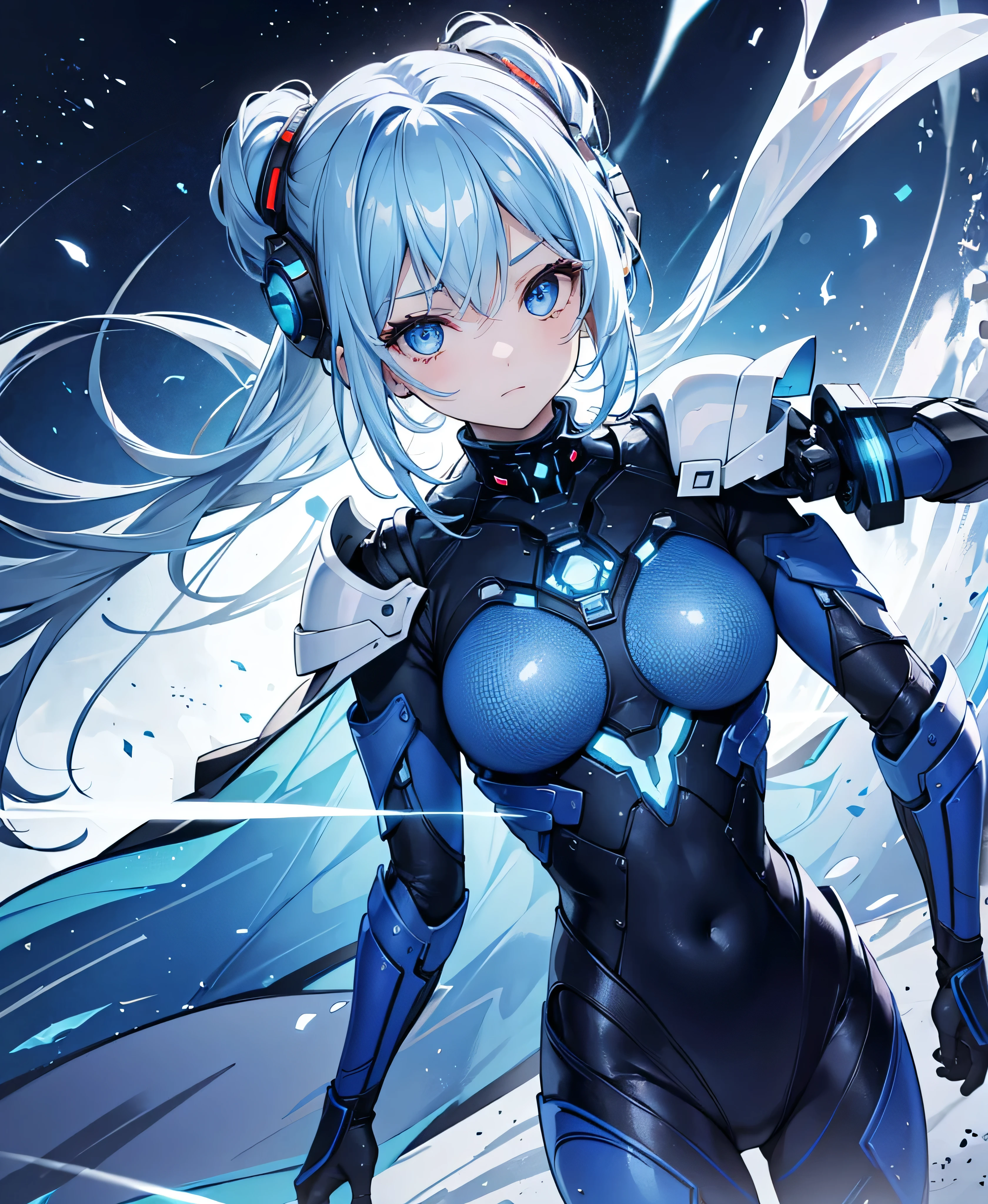 8K, Highest quality, (real:1.4), Original photo, 1 girl, Asari Hair, Biological Amplifier, refined armor, posture: Peace talks between warring factions, smart blue eyes,whole body