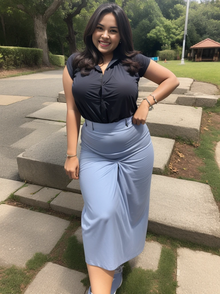 1girl, (Indonesian_high_schoolll), outdoors, short skirt, detailed face, detailed eyes, huge breasts, curvy, shiny skin, looking at the audience, (laughing cute: 1.2), (8k, RAW photo, best quality, masterpiece: 1.2), (realistic, realistic: 1.37), ultra-high resolution