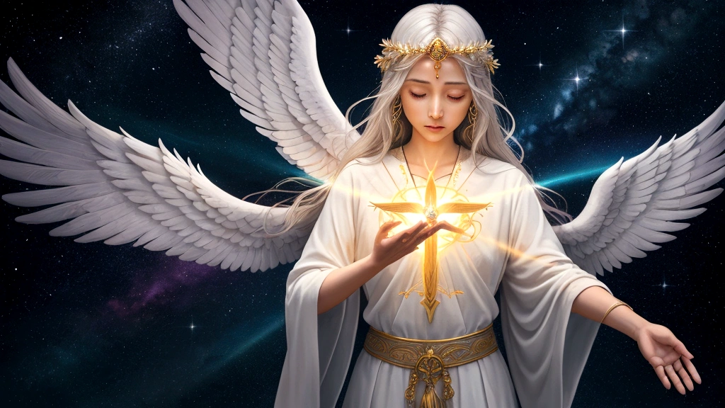 "Description: Illustrate the journey of a soul during a near-death experience, emphasizing moments of spiritual revelation and encounter with divine beings. Show the soul traveling through realms of light and encountering angelic figures or departed loved ones, symbolizing guidance and assurance in the afterlife.
Details: Use soft, radiant colors and gentle gradients to depict the soul's passage through heavenly realms. Include representations of biblical themes such as peace, love, and divine presence manifested through the beings encountered along the journey. Emphasize the transformative nature of the experience and its alignment with traditional concepts of spiritual enlightenment and eternal life."