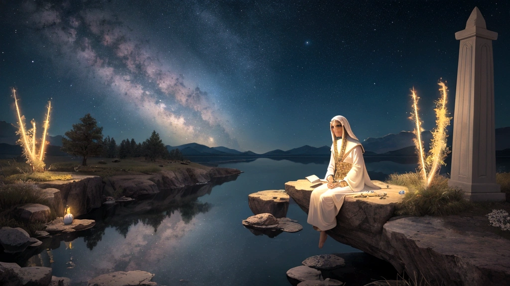"Description: Capture the moment of a person's return from a near-death experience, depicting their awe and contemplation as they reflect on their encounter with the afterlife. Show the individual amidst earthly surroundings, yet visibly touched by the profound insights and spiritual revelations gained from their NDE.
Details: Use contrasting colors to distinguish between the earthly and celestial realms, symbolizing the transition back to physical existence. Show the person surrounded by symbols of faith and contemplation, such as open books of scripture or peaceful natural elements. Incorporate subtle references to biblical themes of resurrection and divine purpose, highlighting the transformative impact of the NDE on their spiritual journey."
