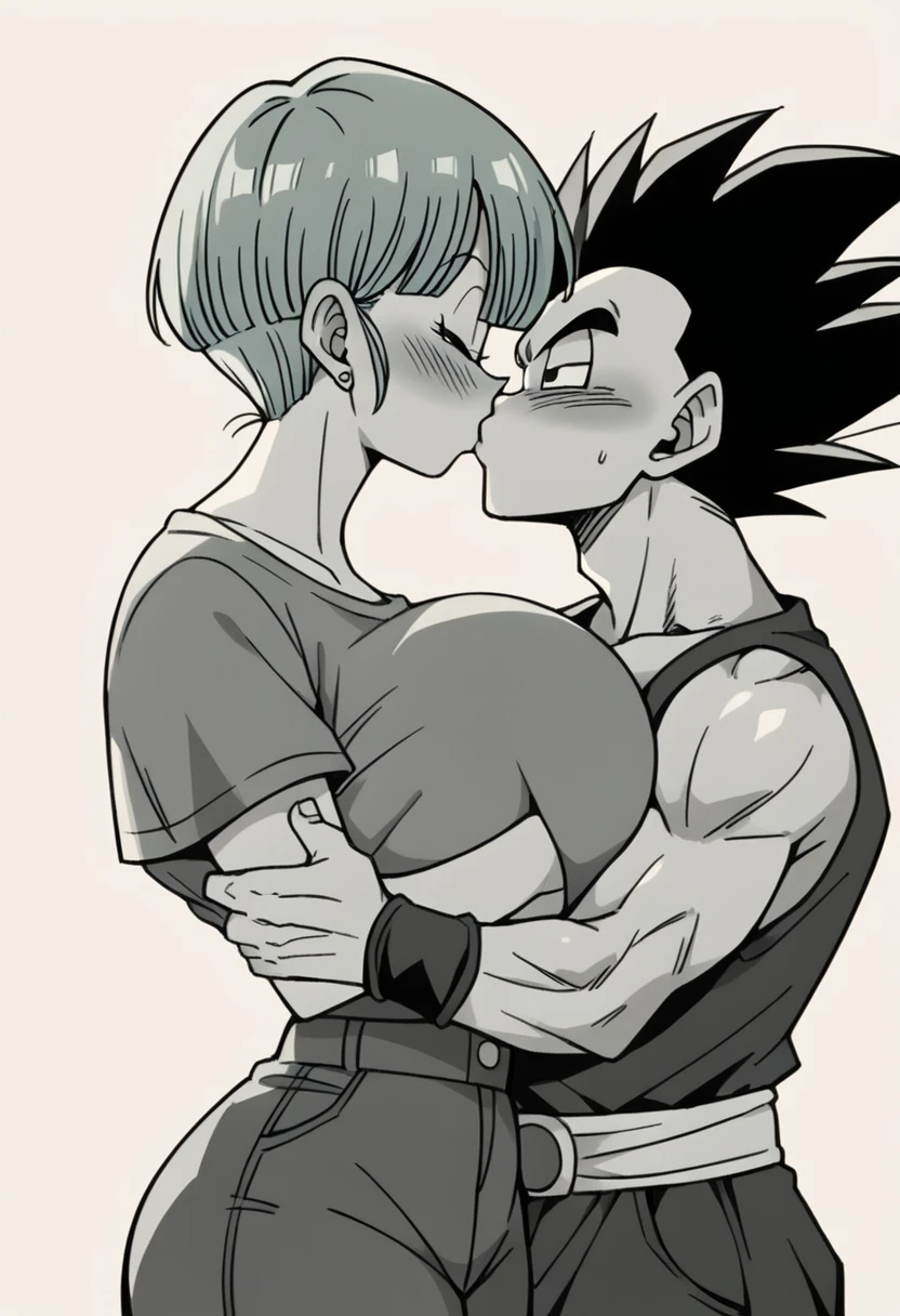 bulma dragon ball gigantic breasts kissing with vegeta