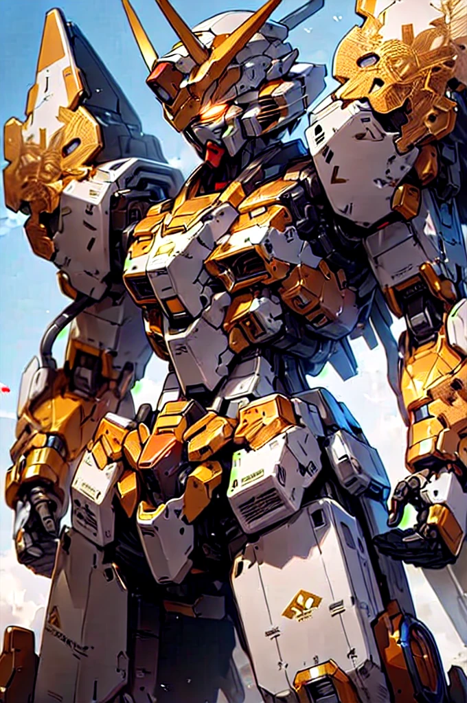 Gundam,mecha,robot,no humans,glowing,solo,science fiction,glowing eyes,, Best Quality,Masterpiece,Edge quality,gorgeous and intricate detail,Perspective Silhouette,((8k, Best Quality, Masterpiece, Extremely Detailed, Rule of Thirds)),((crazy imagery)),photorealistic,masterpiece,superb,HDR,high resolution,sharp focus,photorealistic rendering,extremely detailed description,professional,intricate details,