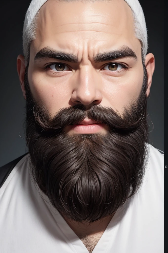 Create a white beard with flying eyebrows