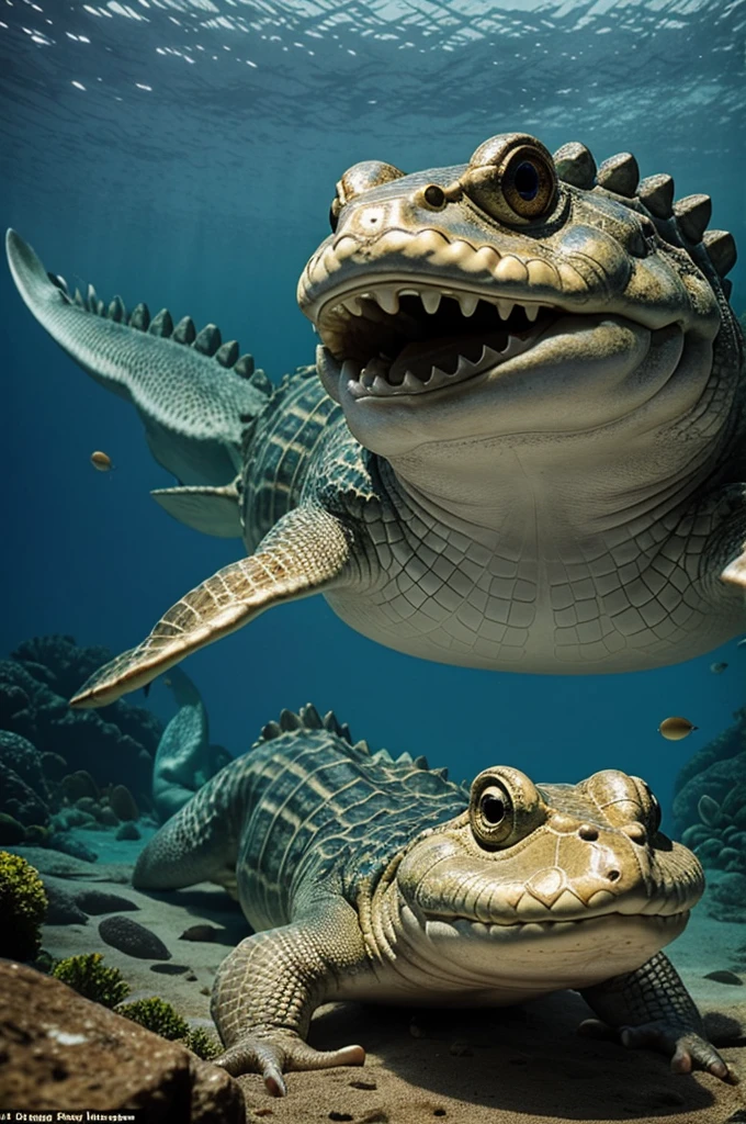 This character has a peculiar appearance, It is characterized by its large, bulging eyes that allow it to see underwater., It also has gills to breathe, This one is egg-shaped and has a large crocodile-style tail.
