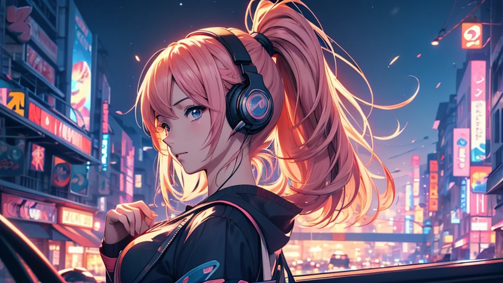 Woman wearing headphones, Anime Style 4 k, anime wallpaper 4k, anime wallpaper 4k, 4k anime wallpaper, anime art wallpaper 4k, anime art wallpaper 4k, Anime Style. 8K, Anime atmosphere, , Ultra HD Anime Wallpaper, Anime Art Wallpaper 8K, Anime Background,landscape、car