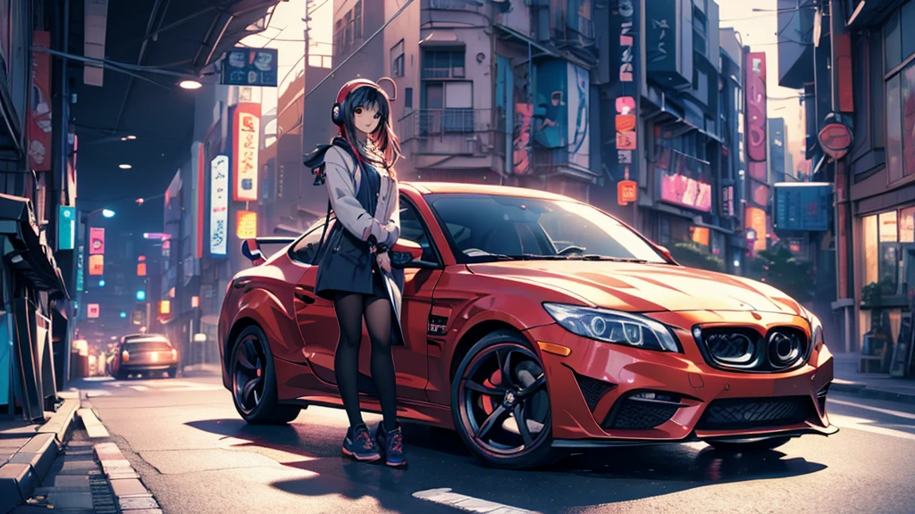 Woman wearing headphones, Anime Style 4 k, anime wallpaper 4k, anime wallpaper 4k, 4k anime wallpaper, anime art wallpaper 4k, anime art wallpaper 4k, Anime Style. 8K, Anime atmosphere, , Ultra HD Anime Wallpaper, Anime Art Wallpaper 8K, Anime Background,landscape、car