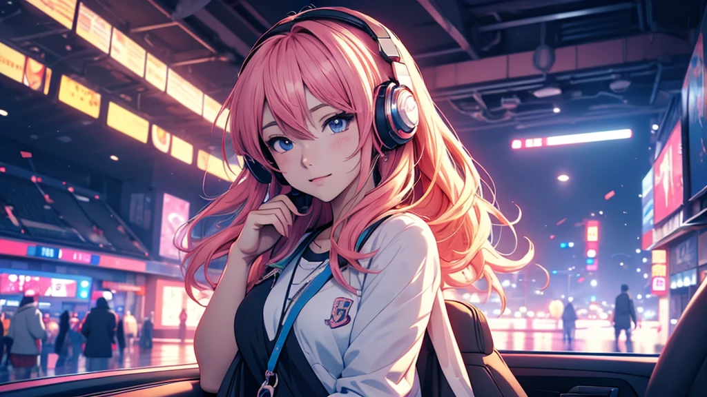 Woman wearing headphones, Anime Style 4 k, anime wallpaper 4k, anime wallpaper 4k, 4k anime wallpaper, anime art wallpaper 4k, anime art wallpaper 4k, Anime Style. 8K, Anime atmosphere, , Ultra HD Anime Wallpaper, Anime Art Wallpaper 8K, Anime Background、car