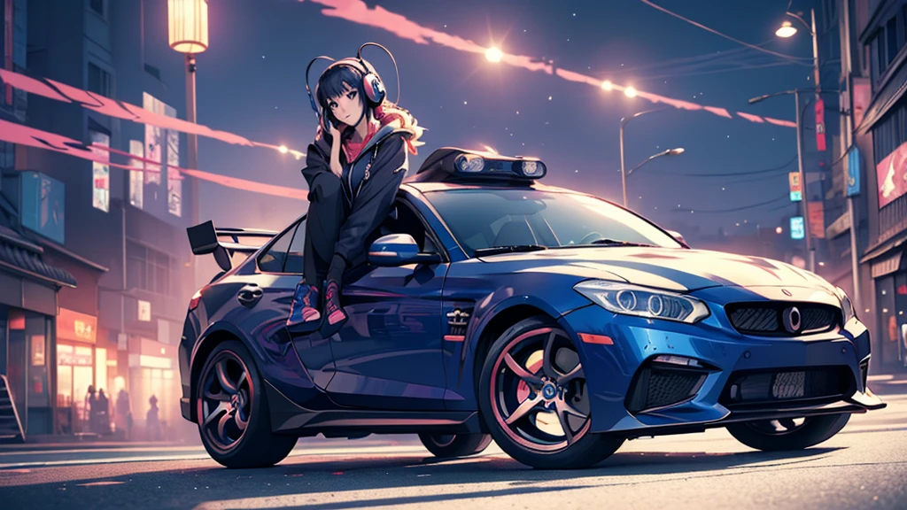 Woman wearing headphones, Anime Style 4 k, anime wallpaper 4k, anime wallpaper 4k, 4k anime wallpaper, anime art wallpaper 4k, anime art wallpaper 4k, Anime Style. 8K, Anime atmosphere, , Ultra HD Anime Wallpaper, Anime Art Wallpaper 8K, Anime Background、car