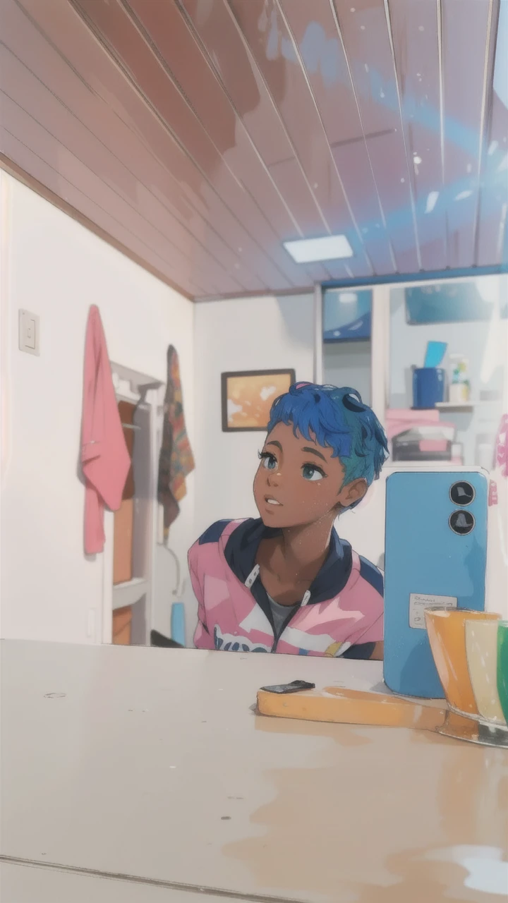 masterpiece, best quality, girl with rainbow hair, really wild hair, mane