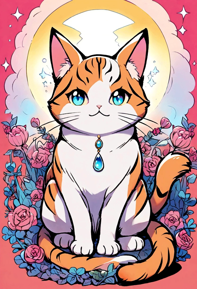 cute cat with colourfull background 