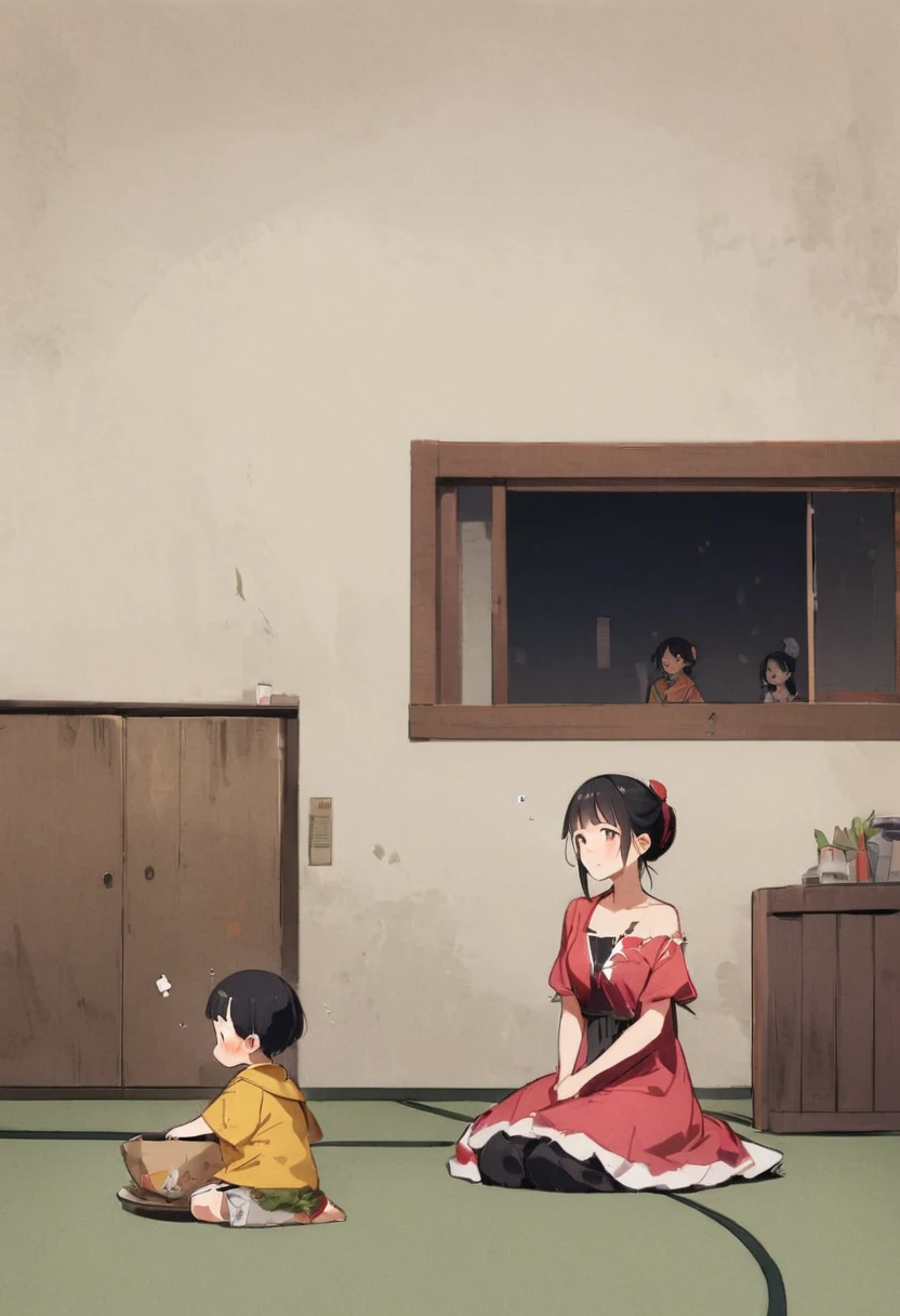 No dialogue、Sad、Mother and daughter、Small room、Dirty、4tatami、extreme poverty life、Boro family、Child、6age、Parent and 、tatami、Sunken cheeks、poor、No money、Girl、Girl、Tattered clothes、Sit down and eat、seiza、No money、Are thin、clavicle、I'm not feeling well、Expressionless、Small and dirty room、The clothes are also dirty、The face is also dirty、Eating rice、Looks lonely、Tattered room、Twilight、Dirty table、Small room、Dirty property、rent51,000 yen、Dirty、ceiling is low、wooden building、Tenement、modern