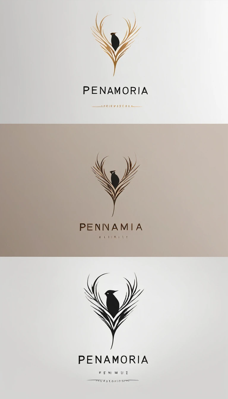 
A minimal, modern, simple, cinematic logo design for the brand “Penamemoria". Create a modern, minimalistic, high-quality, logo of a bird feather