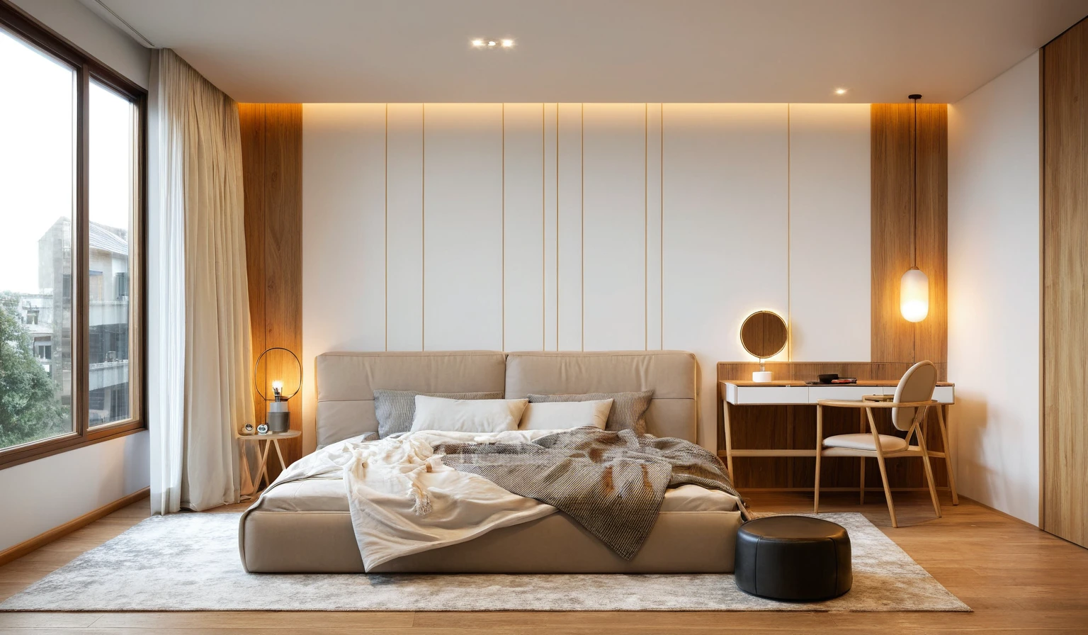Interior Design, (modern interior space), (modern furniture design), (space that realistically describes the modern interior of a townhouse), (design decor interior space), (soft warm led light), (circle spotlight), (indoor), (neutral white tone color), (white wall), (An Cuong Wooden Furniture minimalist Style), (An Cuong wood with MDF surface glued with melamine coating), (architectural design visualization), (reflection), (focus on object), (material normal bump real reflection), (multi-level reflection), (chao vantage software visualization render),(((Best Quality))), ((Masterpiece)), ((best illustration)), ((best shadows)), (( Super Detail)), (Intricate lines), (Photorealism),(hyper detail), ((archdaily)), ((award winning design)), (dynamic light), ((spotlight)), (perfect light), ( shimering light), ((photorealistic)), ((intricate detail)), ((extreme detail)), ((crazy detail)), ((octane render)), ((trending on artstation)), ((High- fidelity)), ((Viwvid)), ((Crisp)), ((Bright)), ((Stunning)), ((Eye-catching)), ((High-quality)),((Sharp)), ((day sun environment)), ((Illuminating)), ((Flawless)), ((High-quality)),((Sharp edge render)), ((medium soft lighting)), ((photographic render)) , ((detailed archviz)), ((reality environment))