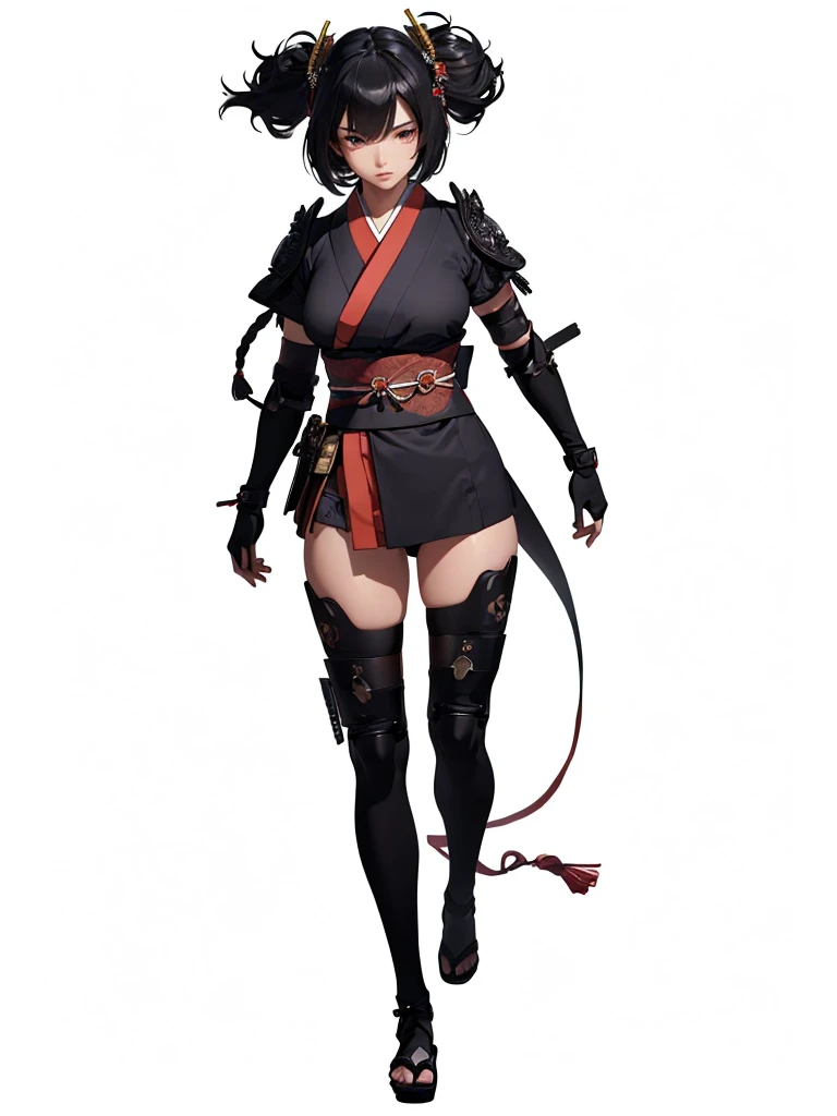 ((1girl, solo)), beautiful body, (perfect anatomy, perfect body, perfect hands, perfect legs), (five fingers:1.5), natural proportions, sexy body, (large breasts:1.5), cowboy shot BREAK 

((extremely detailed face)), (beautiful detailed eyes:1.6), (realistic pupils, realistic iris:1), expressive eyes, looking at viewer, (clear eyes:1.3), (hyperrealistic:1.2), (detailed skin texture:1.2), smooth skin, (black hair:1.5), (red eyes:1.3),  ((mature female)), (detailed lips:1.2), (attractive lips:1.1), (glossy lips:1.1), (parted lips), perfect face, perfect eyes BREAK

(((female samurai))), japanese clothes, (short kimono:1.5), puffy short sleeves, sash, black elbow gloves, fingerless gloves, (arm guard:1.5), thighs, black thighhighs, ass visible through thighs, ((jingasa)) BREAK

(masterpiece:1.5), anime-style, top quality, best quality, (beautiful and aesthetic:1.2), (ultra detail:1.5), Ultra-detailed depiction, Ultra-precise depiction, extremely detailed 8k illustration, high resolution, (highly detailed shading:1.2), (realistic lighting:1.4), perfect lighting, vibrant colors, dynamic tones, striking hues, 8k, absurd resolution, perfect shadows, hdr, UHD, ambient lighting, realistic, ultra-realistic, photo realistic, highly detailed, rich detail, luminous colors, fine texture, intricate design, professional illustration, (soft light:1.2), (illustration:0.7)