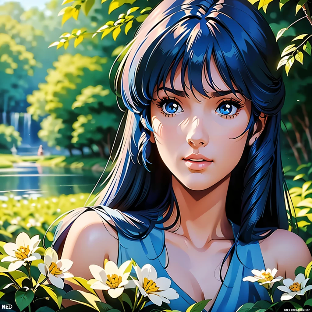 (((Best Quality, high resolution))),sniper aiming straight ahead ((hyper realistic portrait looking at viewer ))(Best Quality, high resolution),Sniper Aiming at the Girl as Lynn Minmay,Beautiful detailed eyes, detailed lips, long eyelashes,girl in a garden,soft sunlight,half:oil painting,ultra detailed,realist,vivid colors,fantastic atmosphere,shadows and lights,Greenery and flowers,peaceful and serene,Masterpiece:1.2