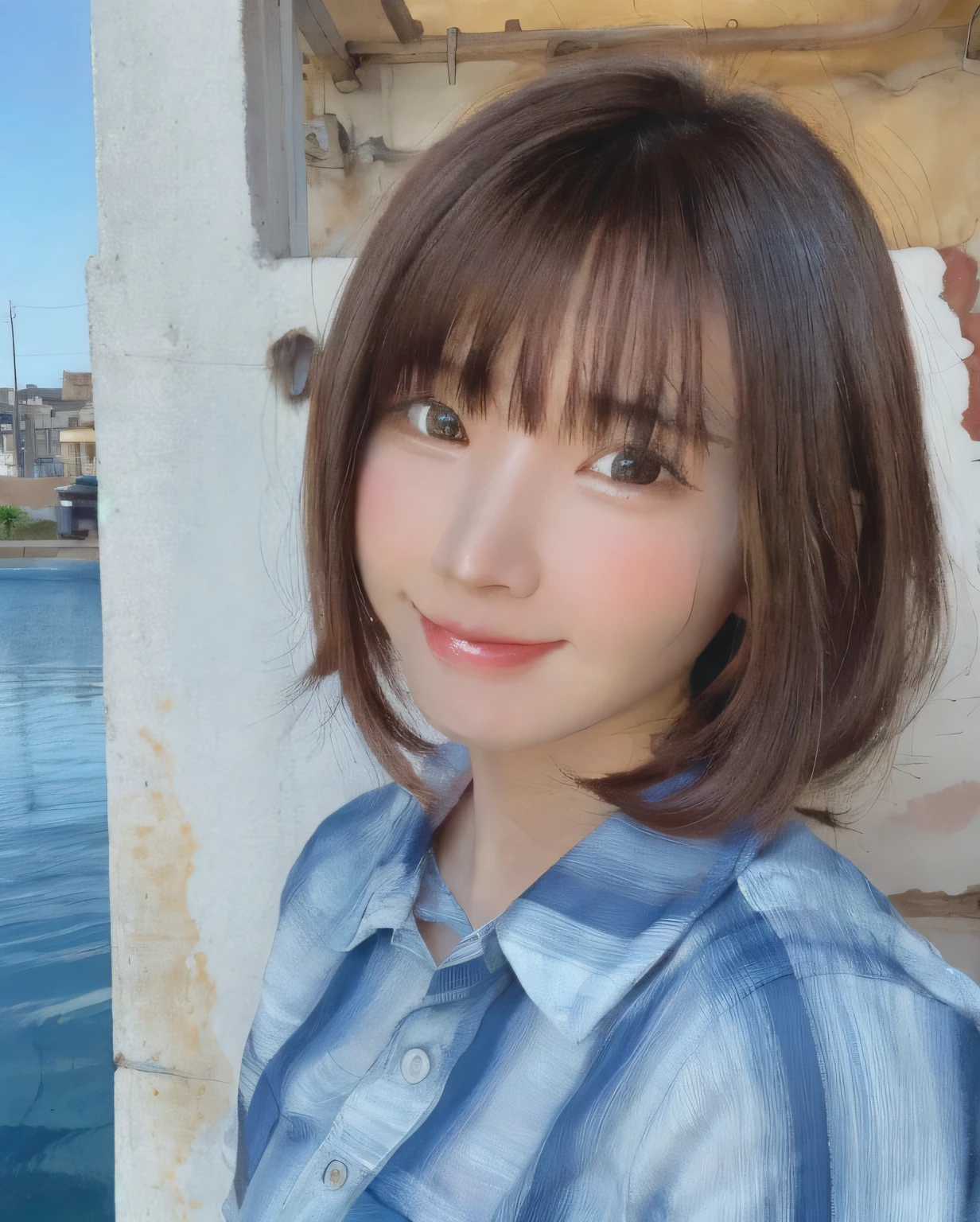 masterpiece, Highest quality, masterpiece, God-like quality, Godly art, Highly detailed face, Very realistic, cute, Young girl, smile, Big eyes, Long eyelashes, Multicolored Hair, Variegated eyes, Shiny skin, Fuller lips, Big Lips, Shiny skin, Blushing, Nice views,To make the whole body visible