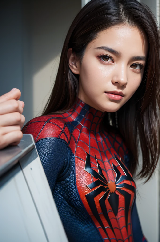 Spiderman Pictures, No mask, 20th Generation, good looking, Detailed face, looking at the camera, Portraiture, 8K Ultra HD, high quality
